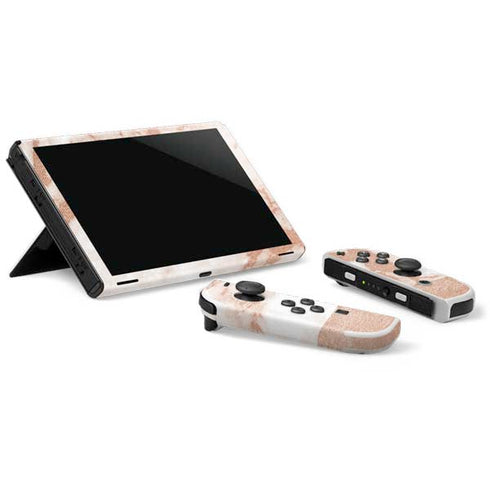 White Rose Gold Marble Nintendo Switch OLED (2021) Skin
